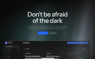 Laravel Nightwatch homepage website preview