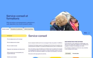 Accès transports viables homepage website preview
