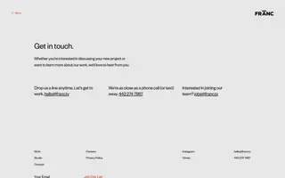 Franc homepage website preview