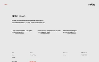 Franc homepage website preview