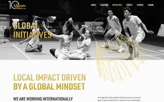 The Legends’ Vision for Badminton homepage website preview