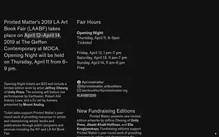 LA Art Book Fair homepage website preview
