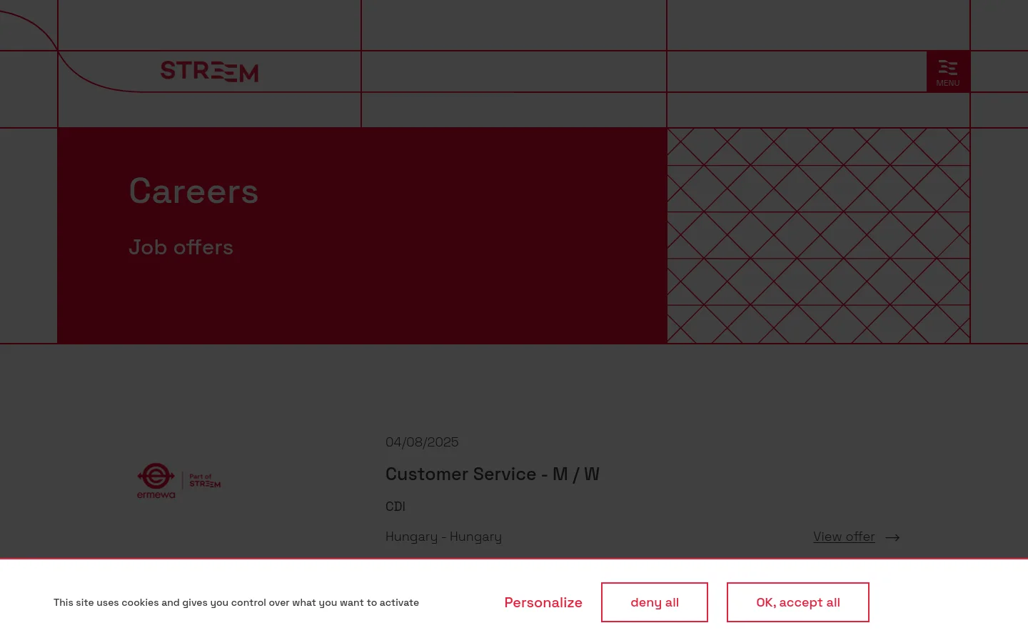 Streem Group Careers desktop website screenshot