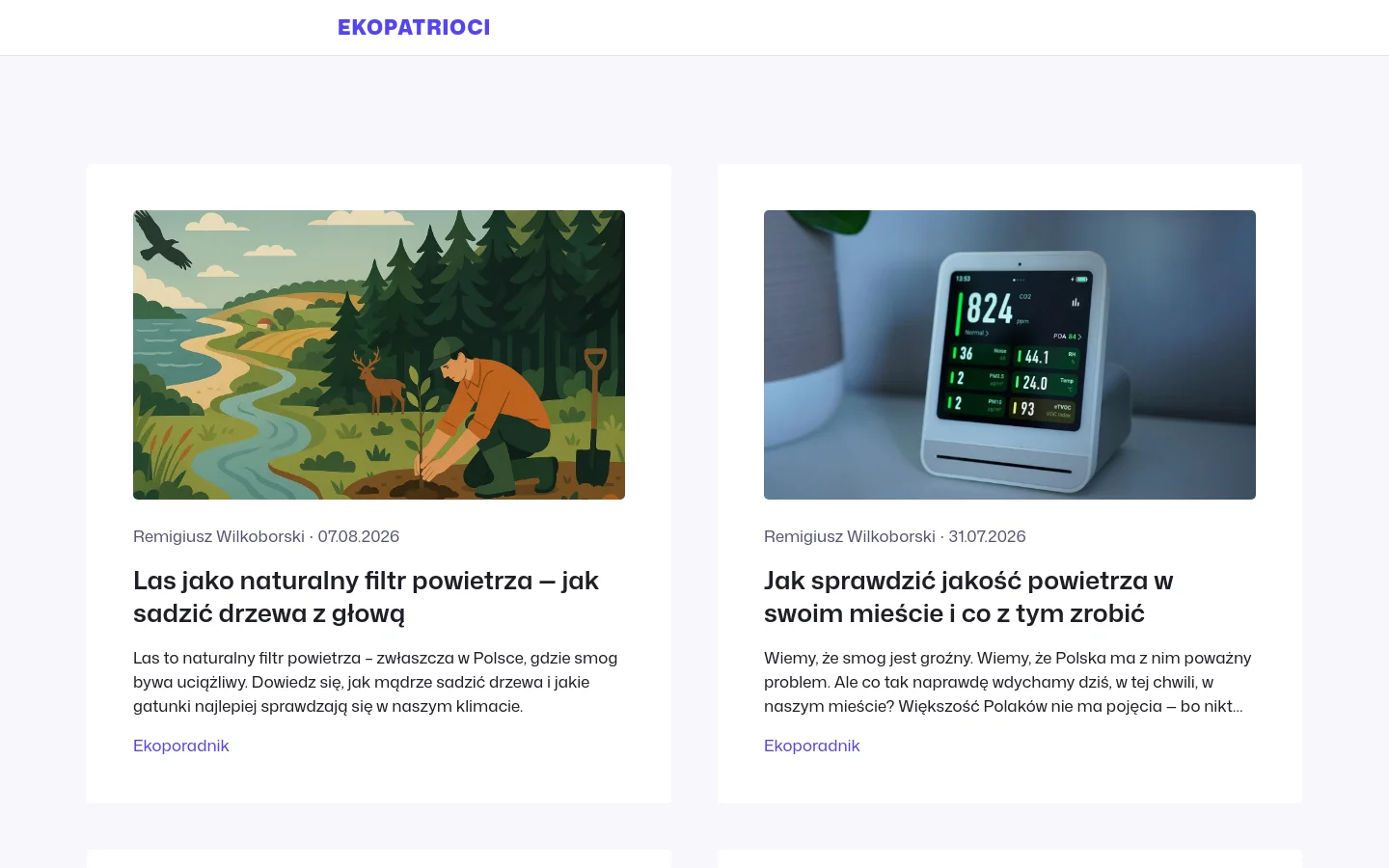 Ekopatrioci Blog / Article desktop website screenshot