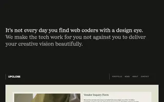 UPCLOSE homepage website preview