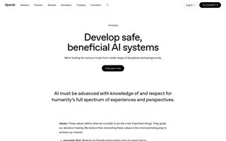 Open AI homepage website preview