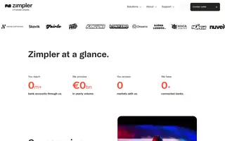 Zimpler homepage website preview