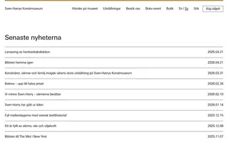 Sven-Harry Art museum homepage website preview