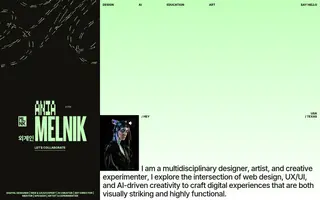 Ania Melnik homepage website preview