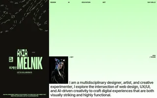 Ania Melnik homepage website preview