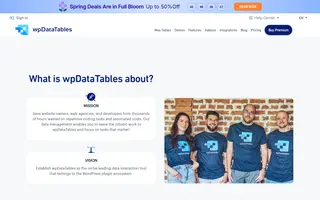 wpDataTables homepage website preview