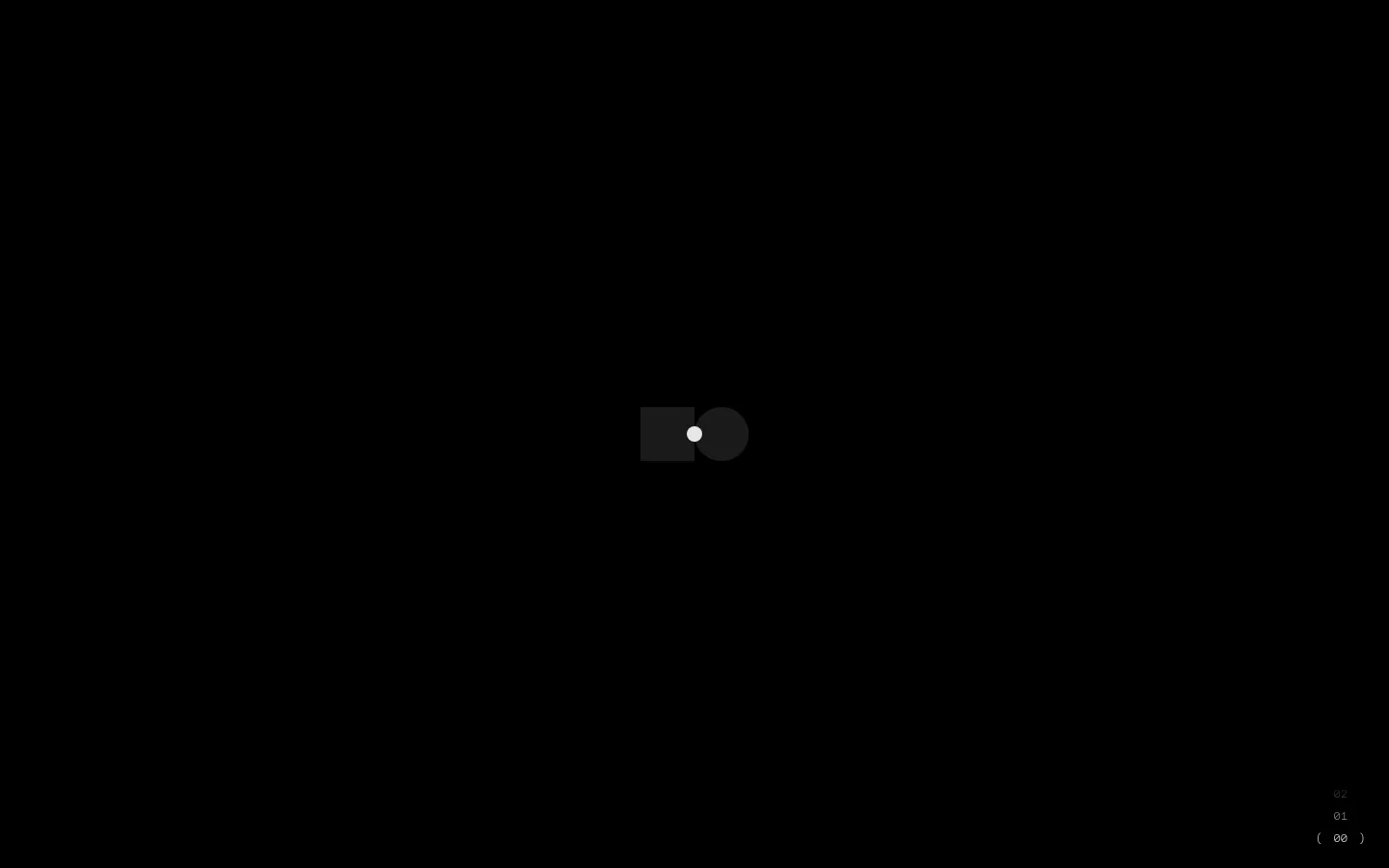 The desktop Company page features a minimalist dark theme with white text. A large headline reads 'COMPANY – Information' above a vertical sequence of full-width photographic images showcasing various scenes and textures. A countdown-style list of numbers from 100 to 00 is visible in the background or sidebar.