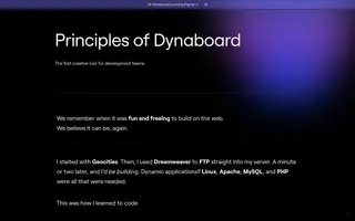 Dynaboard homepage website preview