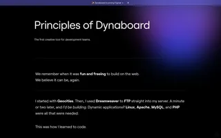 Dynaboard homepage website preview