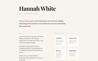 Hannah White homepage website preview