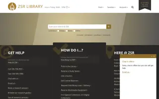 ZSR Library homepage website preview