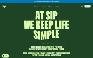 Sip Elixirs homepage website preview