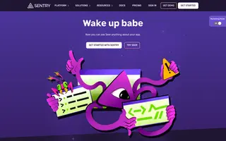 Sentry homepage website preview