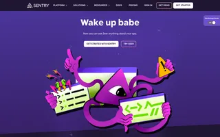 Sentry homepage website preview
