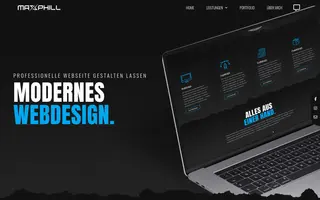 Maxphill Design homepage website preview