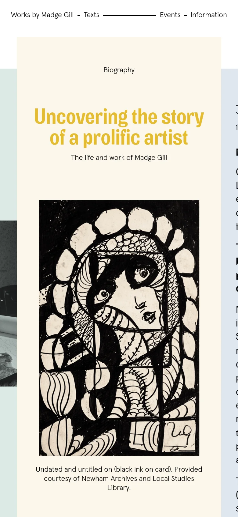 Works by Madge Gill Blog / Article mobile website screenshot