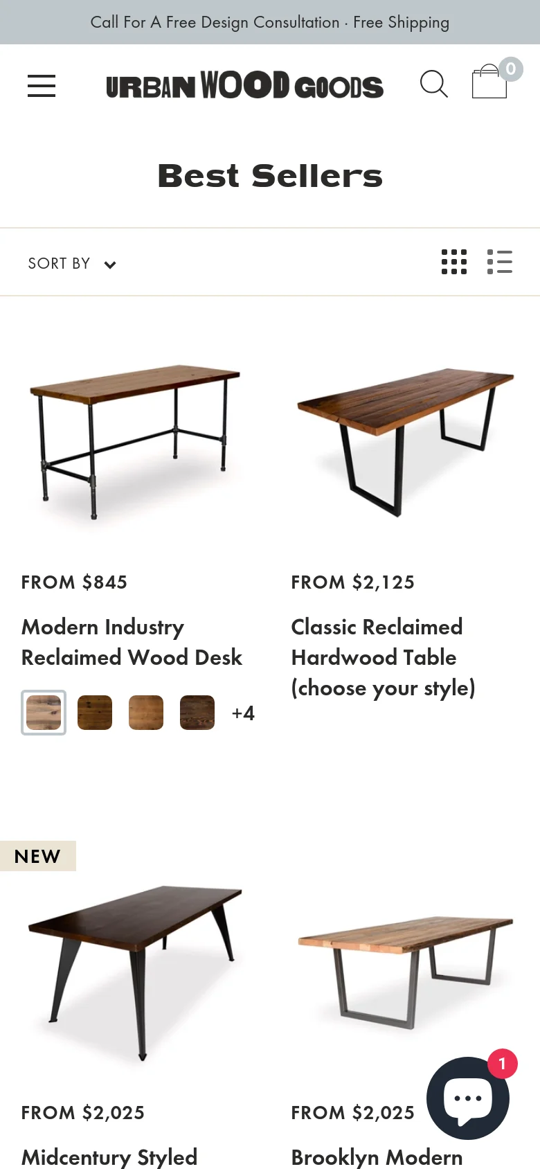 Urban Wood Goods Shop / Catalog mobile website screenshot