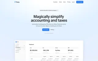 Finta homepage website preview