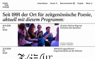Haus für Poesie homepage website preview
