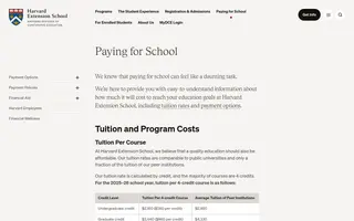 Harvard Extension school homepage website preview