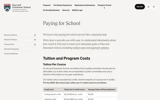 Harvard Extension school homepage website preview