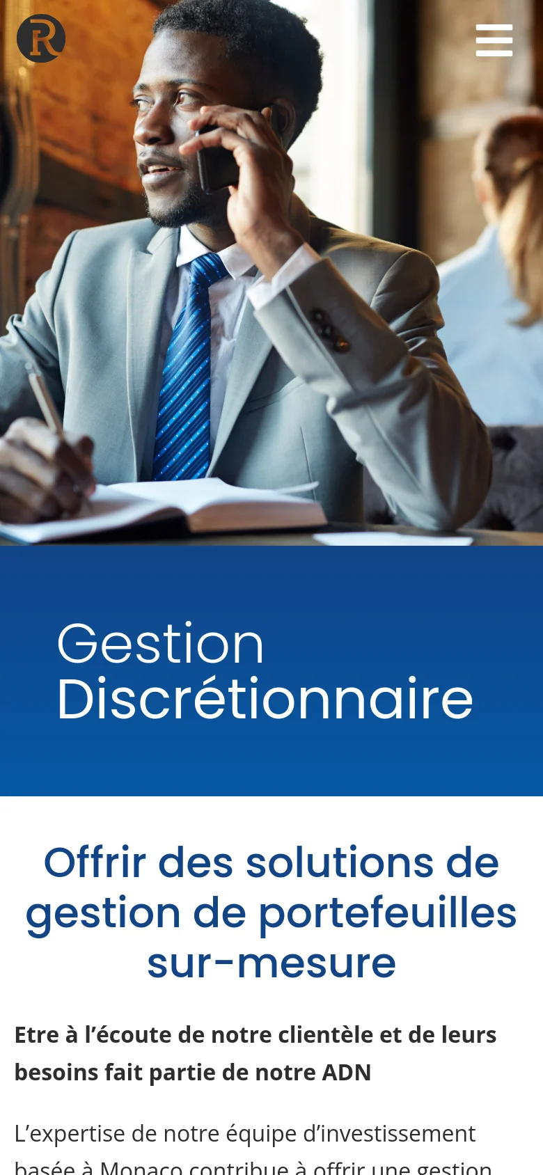 Banque Richelieu Monaco Services mobile website screenshot