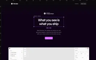 Wonder homepage website preview