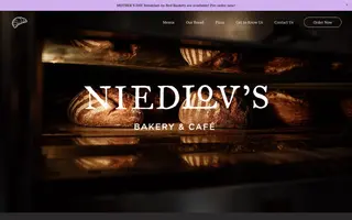 Niedlov's Breadworks homepage website preview