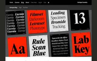 Emtype Foundry homepage website preview