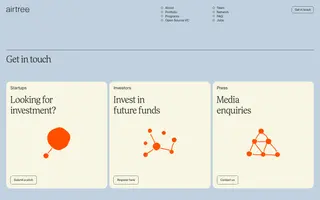 Airtree homepage website preview
