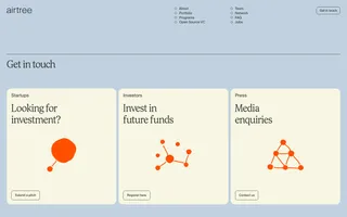 Airtree homepage website preview