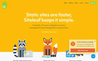 Siteleaf homepage website preview