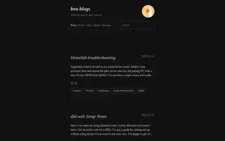 ben blogs homepage website preview