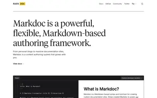 Markdoc homepage website preview