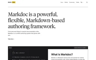 Markdoc homepage website preview