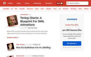 Smashing Magazine homepage website preview