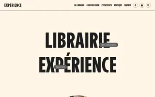 Librairie Expérience homepage website preview