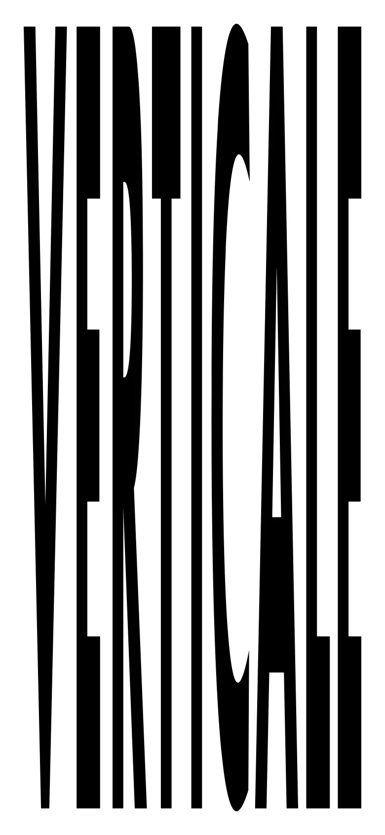 The mobile version maintains the minimalist black and white aesthetic but transitions to a single-column vertical scroll optimized for small screens. The large 'VERTICALE' logo remains prominent at the top, followed by stacked content blocks for events and seasonal programming, with call-to-action buttons appearing as centered, touch-friendly elements.
