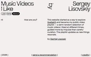Music Videos I Like homepage website preview