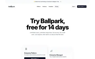 Ballpark homepage website preview