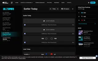 LoL Esports homepage website preview