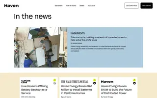 Haven homepage website preview
