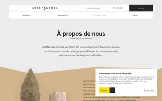 Artefactuel homepage website preview