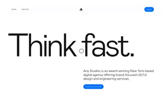 Any Studios homepage website preview