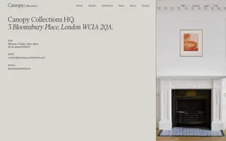 Canopy Collections homepage website preview